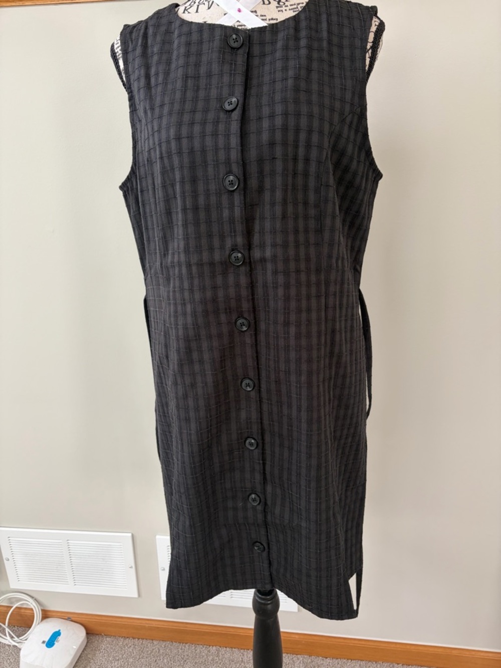 Disturbia Black Sleeveless Button-Front Mini Dress